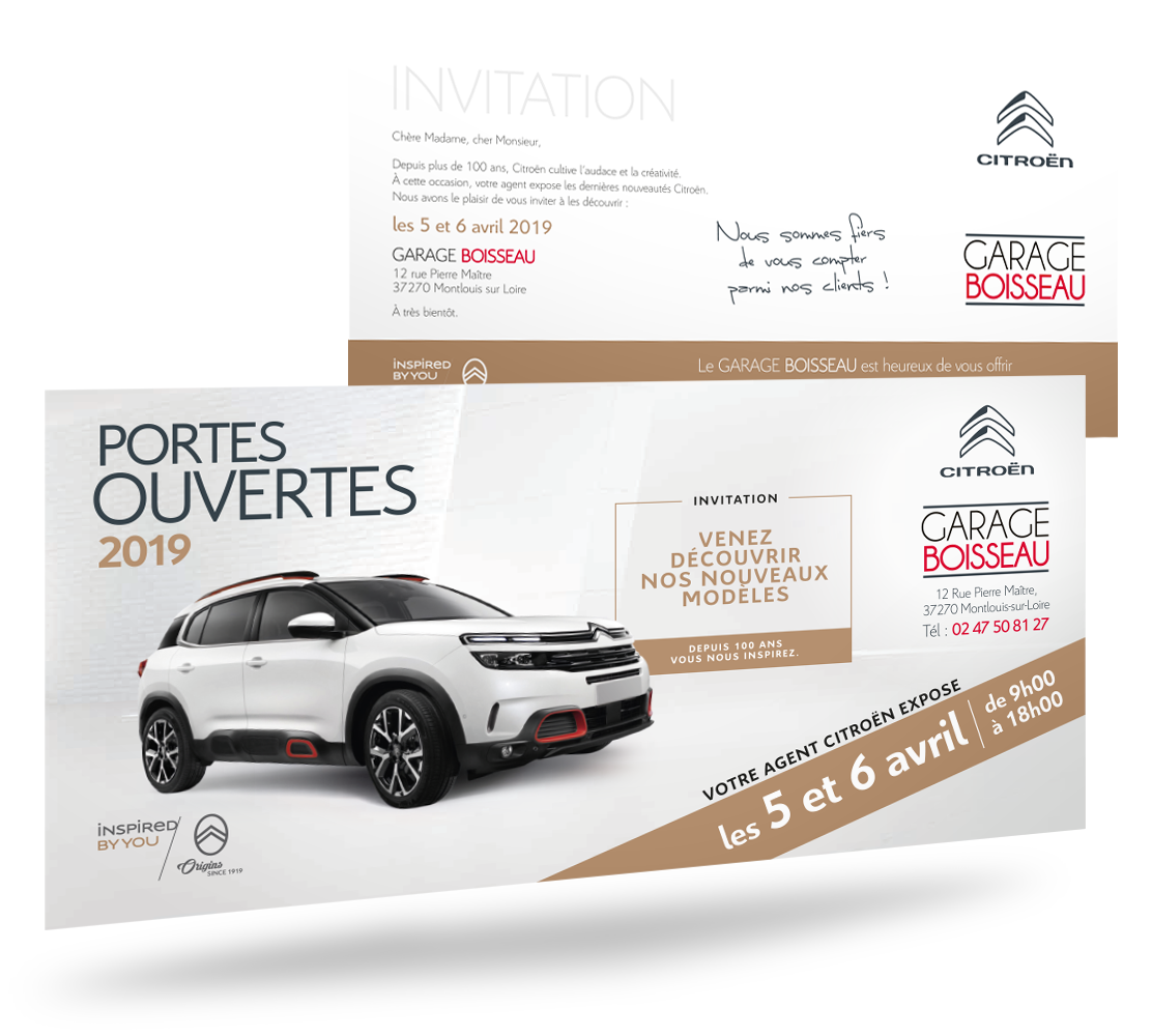 carton d'invitation Garage Boisseau Citroën carton d'invitation Garage Boisseau Citroën