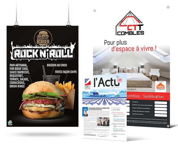 flyers, plaquettes, roll-up, cartes de visite Print - plaquette commerciale - affiche - panneaux publicitaires - Lagencegraphique