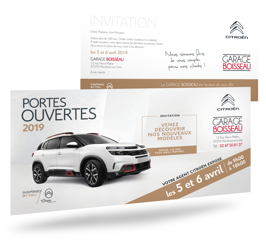 carton d'invitation Garage Boisseau Citroën