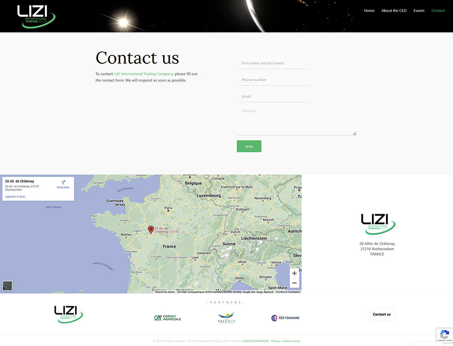 Site internet LIZI International Trading